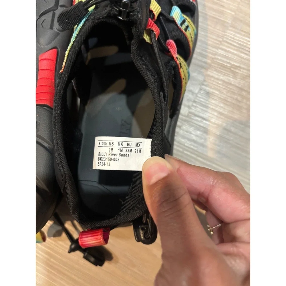 Billy Footwear Kids River Sandal Rainbow BlackAdaptiveZipperShoes 2M BK23150-003